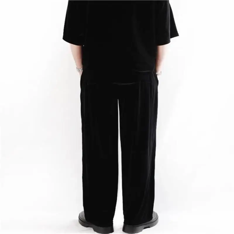 Men's Velvet Pants Loose Large Size New Fashion High Street Style Versatile Casual Pants Wide Leg Straight Pants