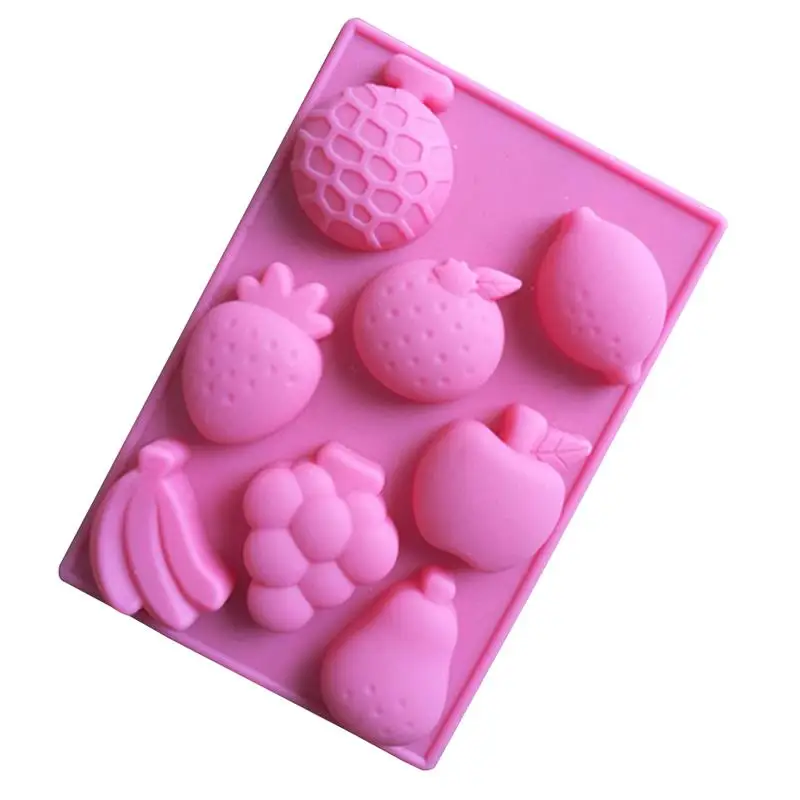 Random color Bakeware Cake Tools 8-Cavities DIY Cake Cookie Icecream Sweet 3D Fruit Shape Chocolate Silicone Mold Random color