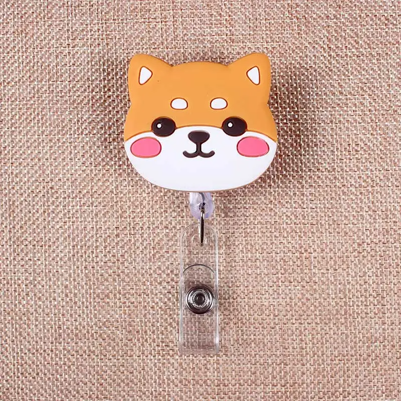 Cartoon Big Gray Cat Style Retractable Badge Reel For Nurse&Doctor Card Holder Office&Hospital Supplies Boy&Girl Name Card