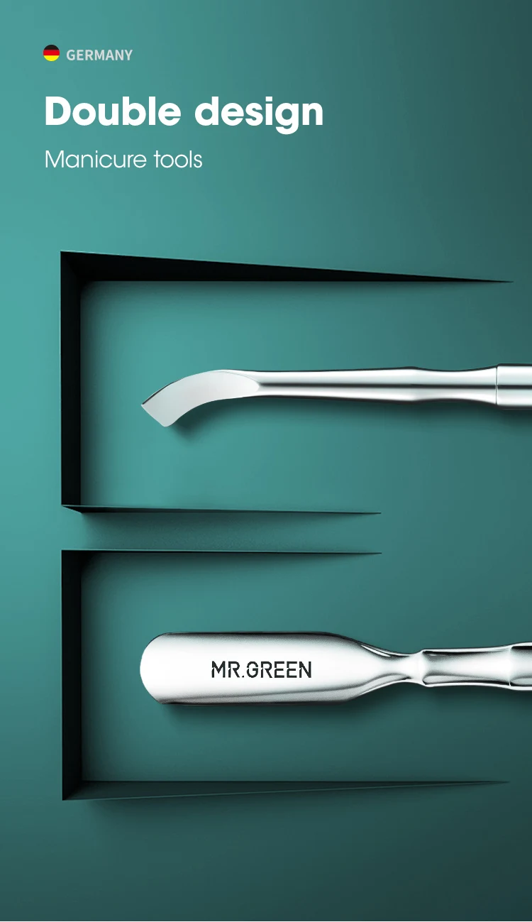MR.GREEN Nagelhautschieber, doppelseitiger Nagellackentferner, Maniküre-Schieber-Werkzeug, Nagelschmutzreiniger, Edelstahl-Schieber für abgestorbene Haut – Detail 3