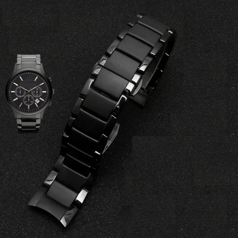 Hhigh quality for AR1451 AR1452 AR1400 AR1410 watchband with stainless steel butterfly clasp 22mm 24mm ceramics watch straps
