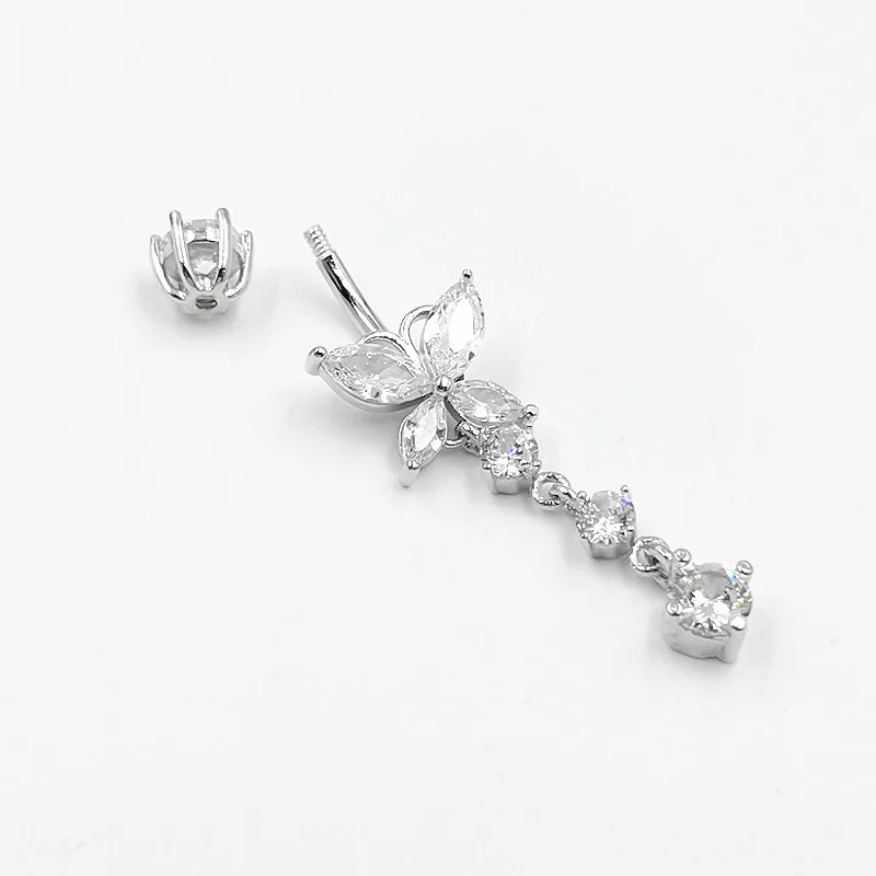 925 sterling silver belly button ring heart cubic zircon navel belly piercing jewelry