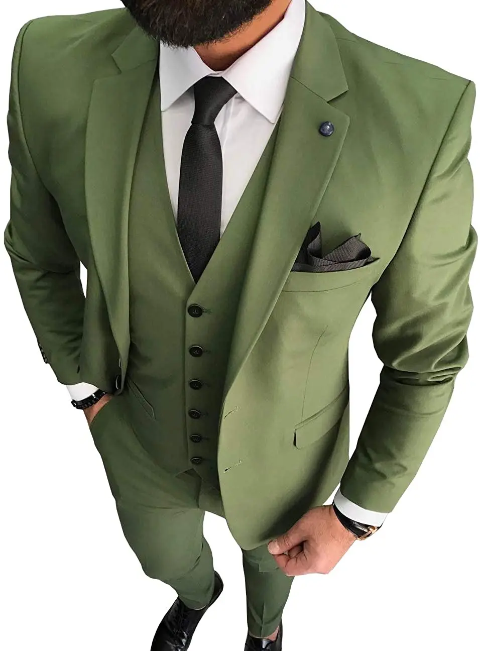 Grün Hochzeit Smoking Bräutigam Anzüge Für Männer Business Party Prom 2021 Männer (Jacke + Weste + Pants + Tie) abendessen Datum