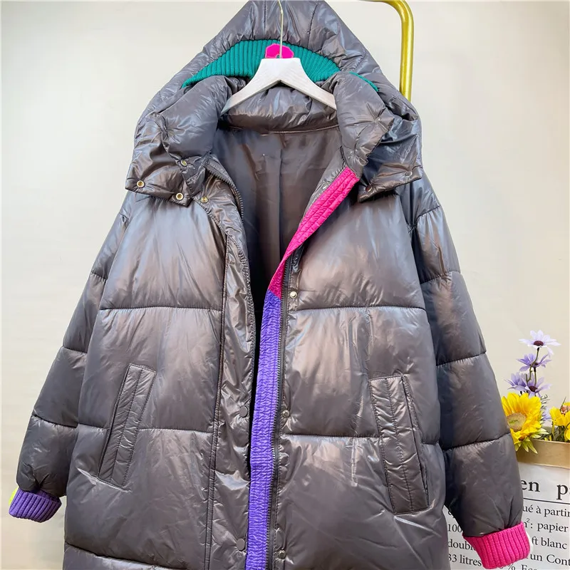 Womens Long White Duck Down Jacket With Hood Detachable Female Thick Loose Soft Down Coat Windproof Casual Feather Coats