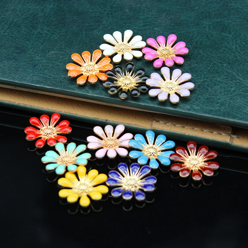 Alloy Metal10 pcs Metal Sun Flower Hair Accessories Jewelry Mobile Phone DIY Flower Heart Bow Party Bride wedding Beauty Making