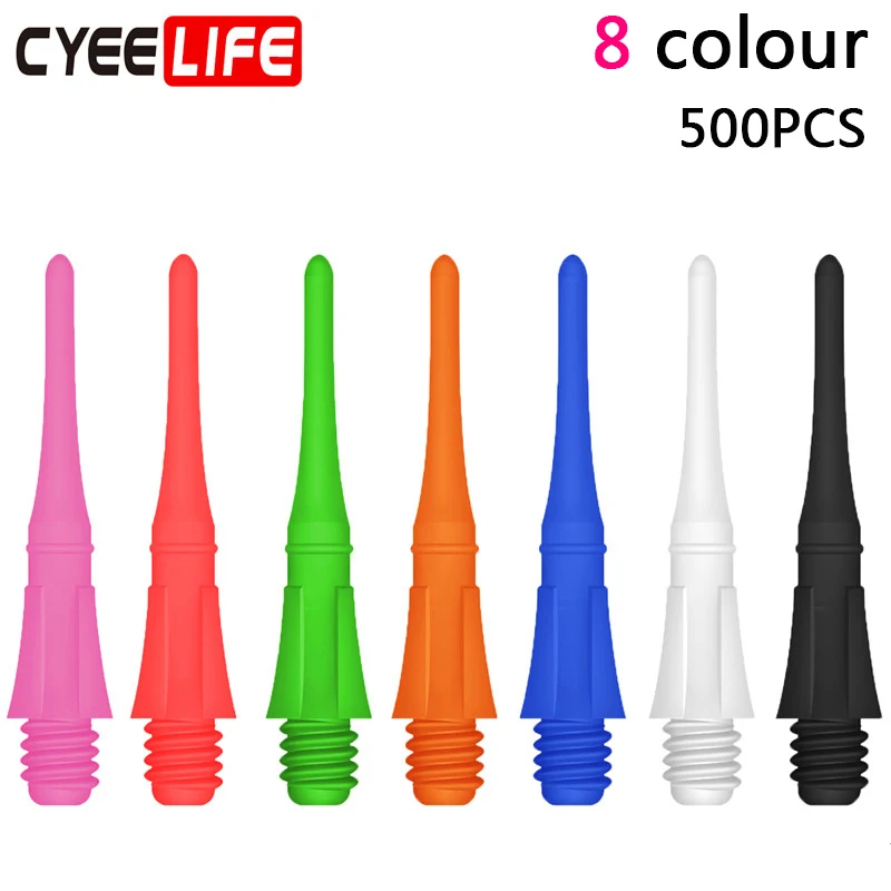 CyeeLife 500PCS Professional Plastic Darts Tips,Replacement Dart Points,8 Colors,CL04Style