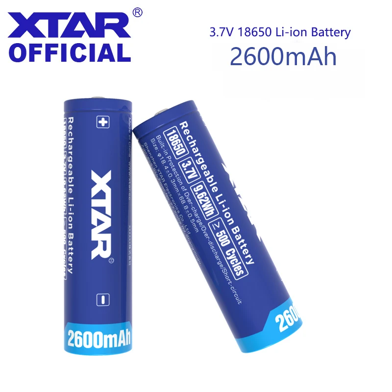 Аккумуляторная батарея XTAR 18650, 2600 мАч, 3,7 в, аккумуляторные батареи для фонариков