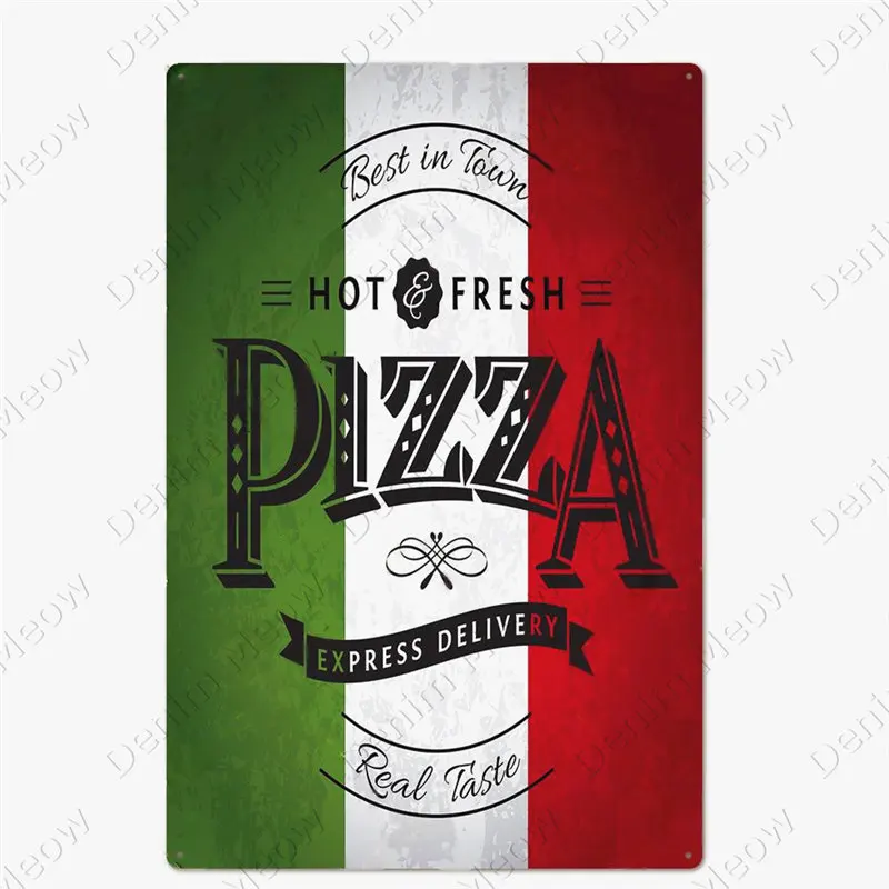 Pizza Zone Plaque Great Food Vintage Metal Sign Pub Bar Home Decoration Best Homemade Poster Italian Pizza Wall Art Plate N374