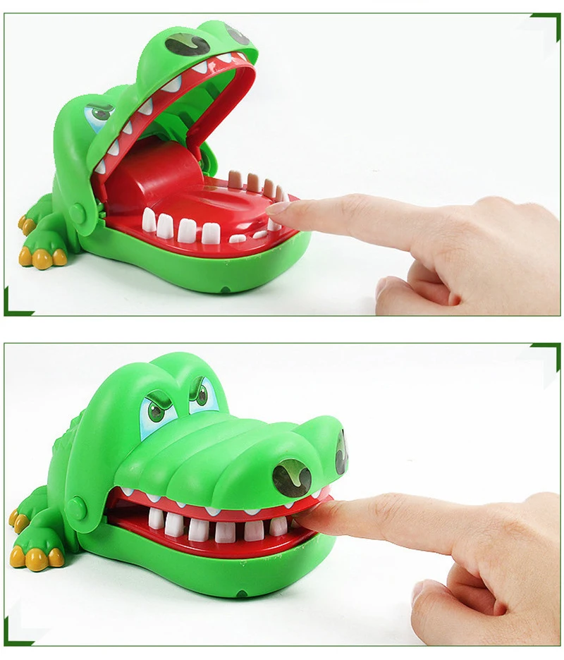 Brinquedo de mordida de dentes bucais para crianças e adultos, piadas práticas, morder crocodilo, jogo de dedo manual, truque de novidade, engraçado, brinquedos clássicos