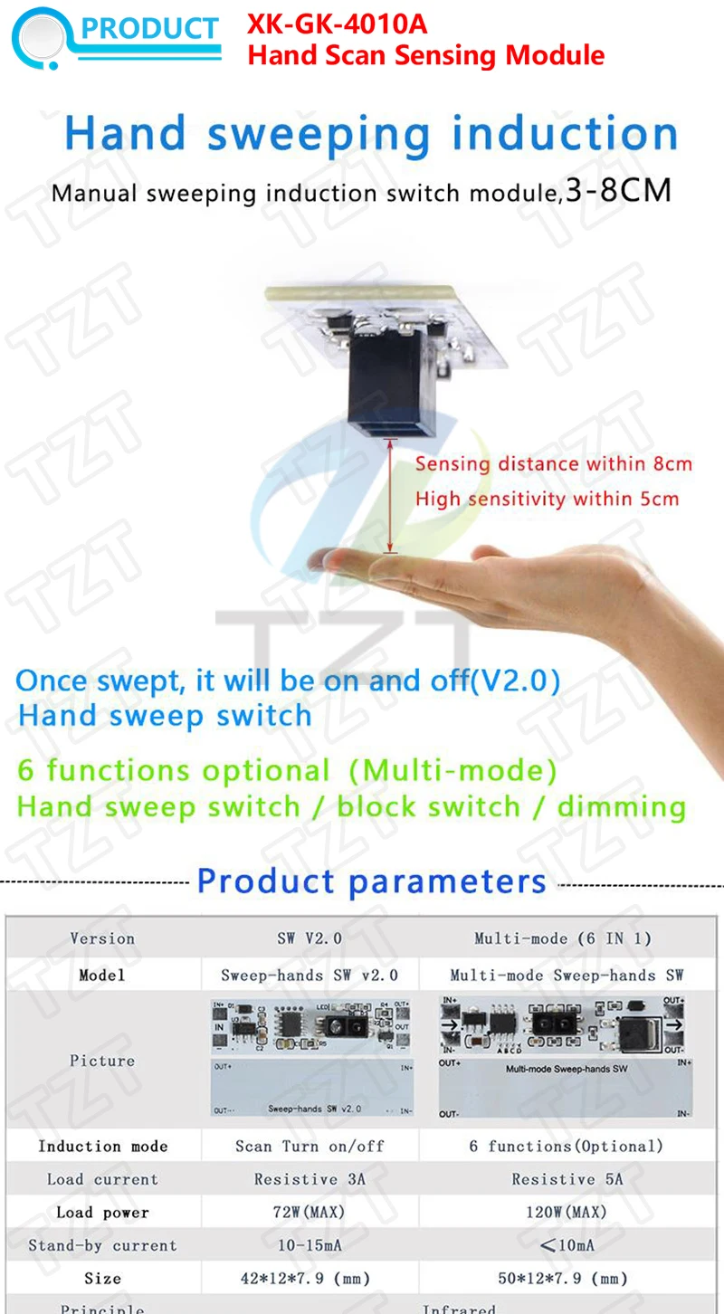 TZT Kurzstrecken-Scan-Sensor, kapazitiver Touch-Sensor-Schalter, PIR-Bewegungssensor-Schaltermodul, 3 A, konstante Spannung für Smart Home – Detail 7