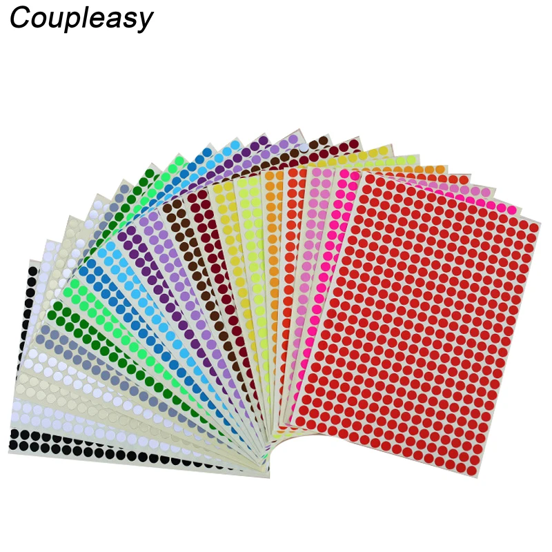 15 Sheets/Pack 6mm Round Sticker Circle Label Self Adhesive Dot Stickers Office School Supplies 6120Pcs