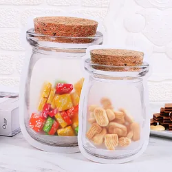 Imitation Wood Mason Jar Bottle Ziplock Packaging Bag Resealable Kitchen Fridge Travel Snack Chocolate Stand Up Gifts Pouches