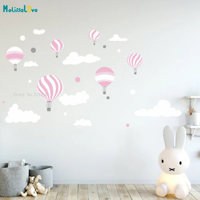 Custom 4 Colors Jungle Animals Air Balloons Wall Stickers Home Kids Baby Room Decor Self-adhesive Nursery DIY Murals YT5959