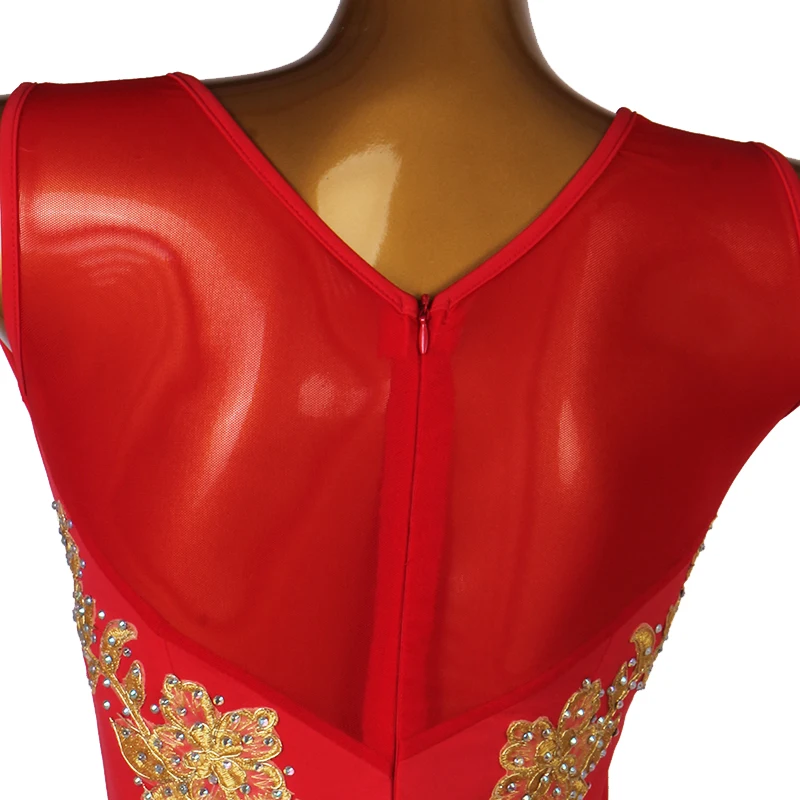 Robe de danse latine pour femmes, élégante, rouge, jupe à franges épaisses, Costumes de concours de salle de bal sur scène