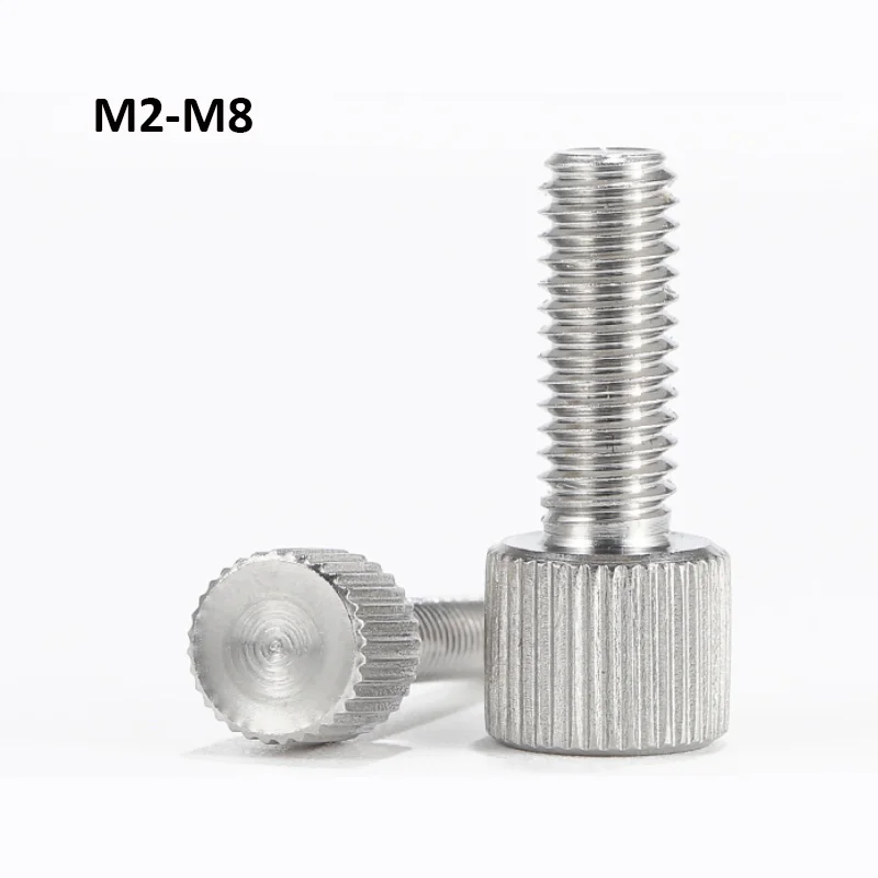 M2-M8 304 de aço inoxidável serrilhado cabeça parafusos de polegar ajuste manual métrico/mão aperte o parafuso para computador caso