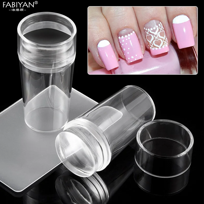 Grattoir en silicone transparent pour nail art, outils de manucure, estampage de vernis, modèles de transfert, tête de MSI transparente, grattoir avec capuchon, 2.8cm