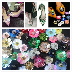 handmade sequin flowers applique patches for decoration High heels shoes stickers flowers  parches termoadhesivos para ropa