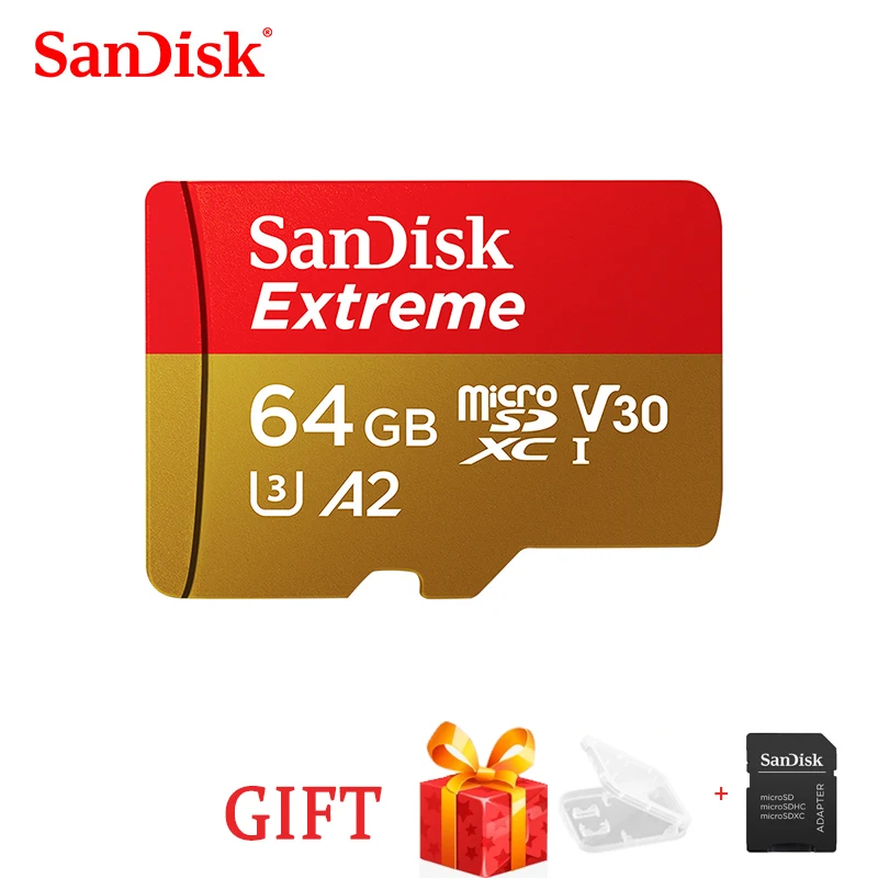 SanDisk Extreme Micro SD TF U3  A2 Memory Card 32GB 64GB 128GB 256GB for Camer phonea Drone cartao de memoria Free Shipping gift