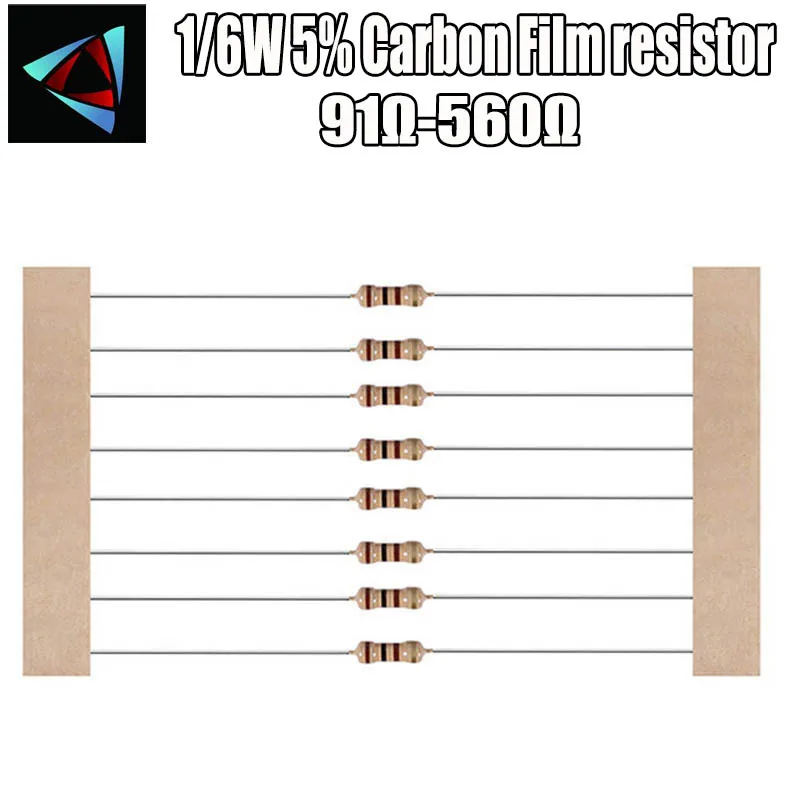 Resistor de filme de carbono, resistor de filme de carbono de 1/6w 100 91r 5% 100 120 130 150 160 180 200 220 240 270 300 ohm