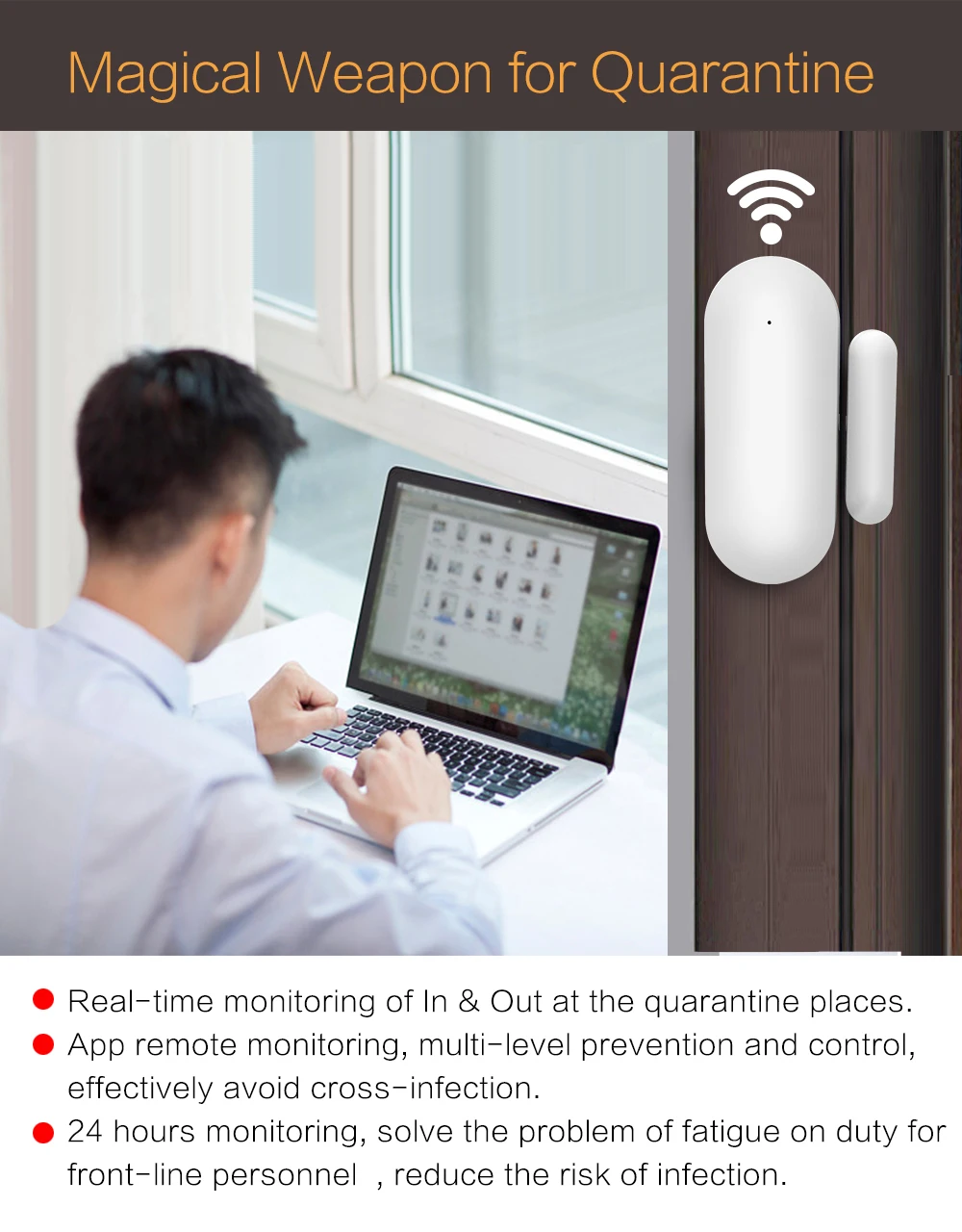 Smart WiFi Door Sensor Wireless Real-Time Alerts for Home Security Compatible with Alexa/Google Home No Drill Installation