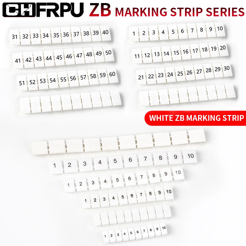 10PCS with text and blank printing type mark UK terminal accessories with number Din Rail Terminal Blocks Maker Strips White