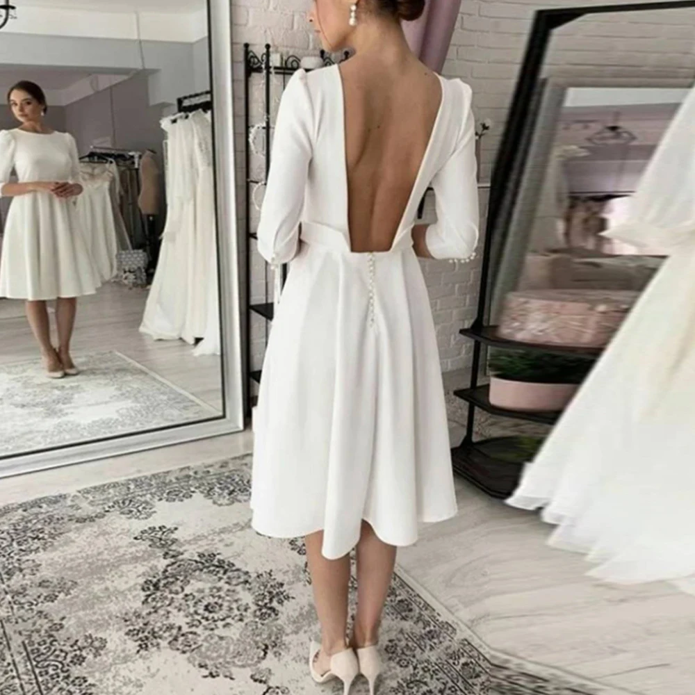 

Angelsbridep Classic White Ivory Short Dress 2021 Simple Party Dress With Sash Scoop Neck Vintage Prom Dress Vestidos De Gala