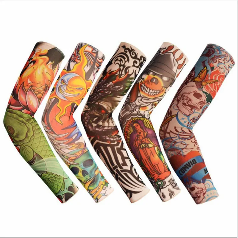 Unisex 3D Tattoo Arm Sleeves Outdoor Cycling Sleeves Sun Protection, Bike Basketball Compression Arm Warmers, Ridding Cuff Sleev