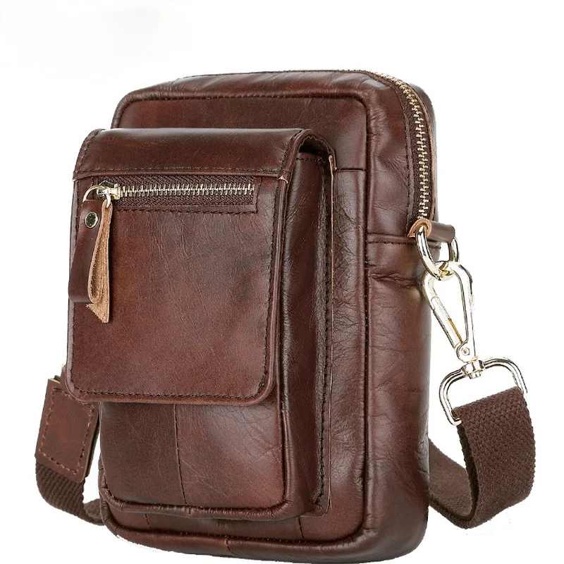 

Men's first layer cowhide mini shoulder bag multifunctional leather phone bag waist bag