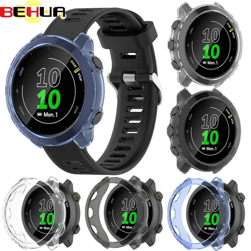 BEHUA Protective Case For Garmin Forerunner 55 Watch Cover For Forerunner 158 Protector Cases Soft TPU Bumper Smartwatch Shell