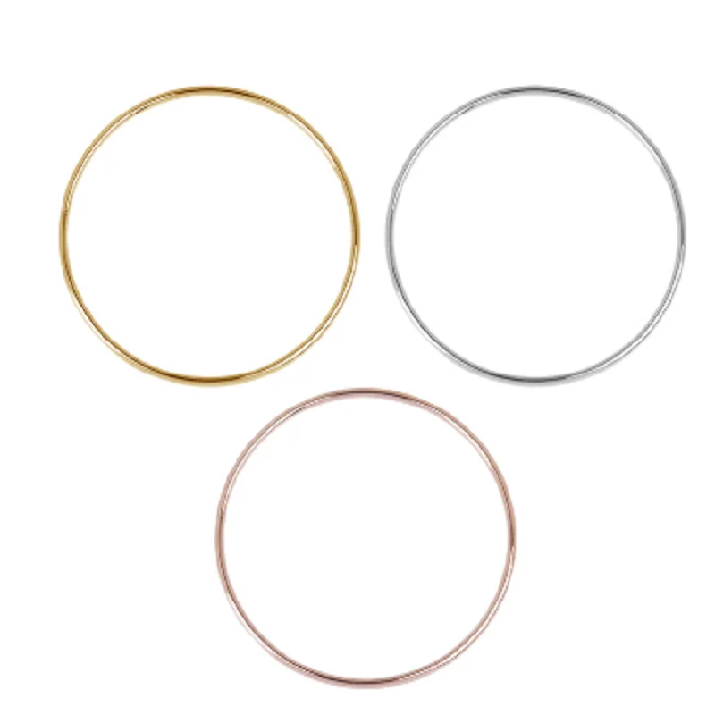 New Fashion Stainless Steel Bangles Bracelets Rose Gold Silver Color Round  For Women Gift Jewelry 18.5cm-22cm long, 1 Piece