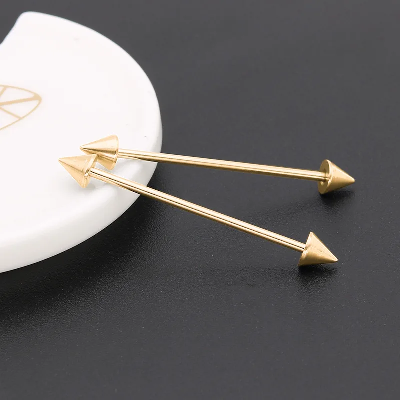 10Pcs European and American Fashion Titanium Steel Pointed Cone Long Pole Ear Bone Nail Accessories Exaggerated Personality