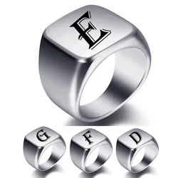 Engraved Name Rings Stainless Steel Personalize Words Initials Letters Signet Ring For Men Women Wedding Gifts