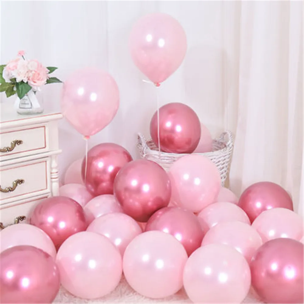 Ballons Anniversaire Rose – Lot De 60 Ballons Chromés, Perle Et Latex Dans 5 Nuances (30 Cm)