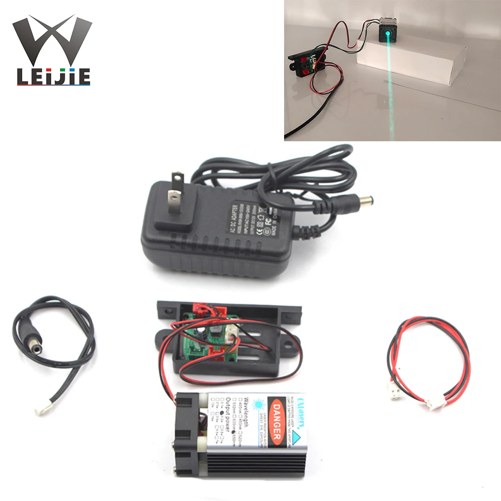 505nm 100mW 12V 30*30*45mm Grün Laser Modul DIY Grün Laser Kopf mit TTL modulation Unterstützt PWM Power Einstellung Adapter