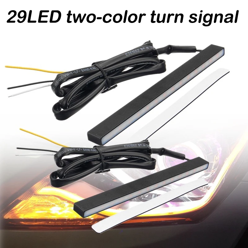 1 Pair 29 LED Aluminium Car Light DRL Ultra Slim Flowing Turn Signal Lamp F-Best luces led para vehículos led lights for car