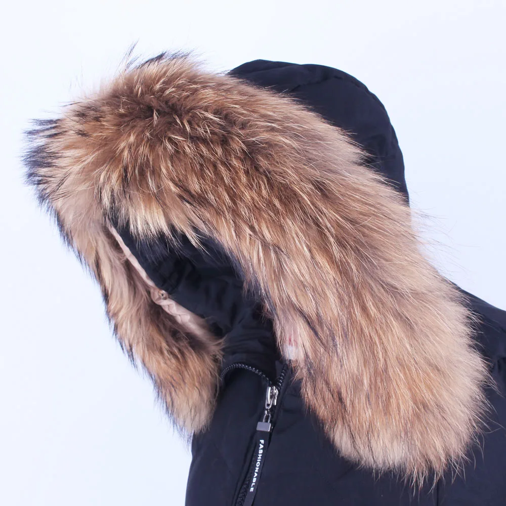 Linhaoshengyue 70cm 80cm  Winter Real Natural  raccoon fur hood  collar ,High-quality Raccoon fur fashion Coat collar cap collar