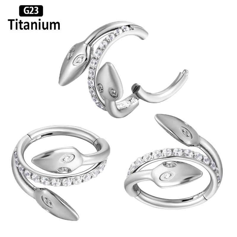 G23 Titanium Piercing Daith Zircon 8/10/12mm Hoop Nose Rings Hight Segment Clicker Septum Ear Tragus Helix Cartilage Earring 16G