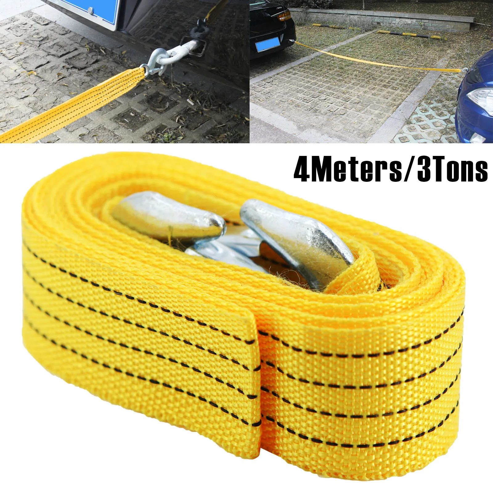 Heavy Duty 3Ton Car Tow Cable Towing Pull Rope Strap Hooks Van Pickup Road Recovery for Audi Skoda Mazda Ford Toyota BMW Jeep VW