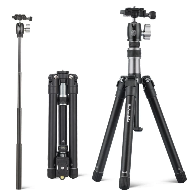 QZSD Q160D Portable Travel Aluminium Light Weight Tripod Accessories Camera Stand Selfie stick for iPhone Xiaomi Smart Phone