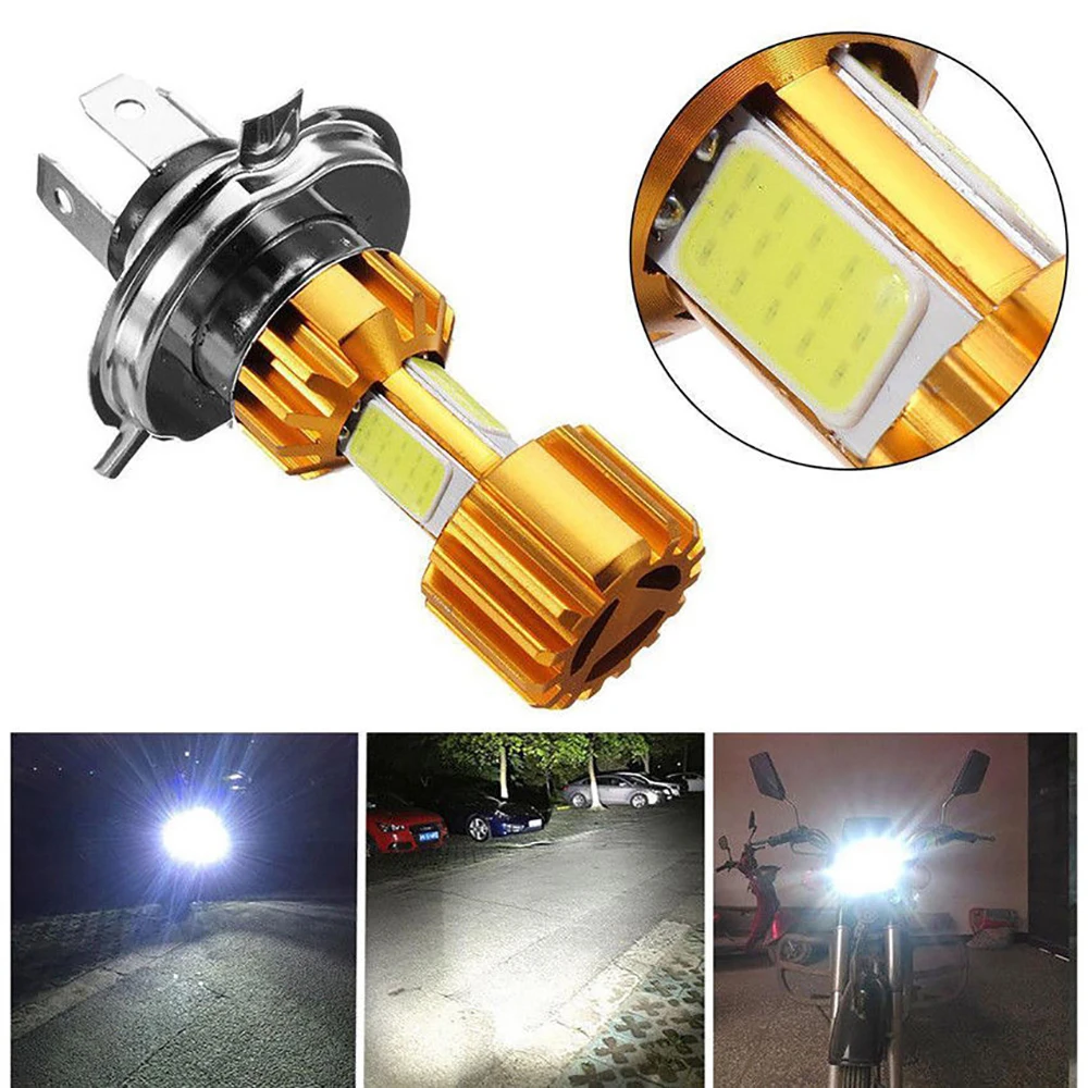 1pcs New High Quality H4 18W LED 3 COB Motorcycle Headlight Bulb 2000LM 6000K High or Low Beam Light White Light