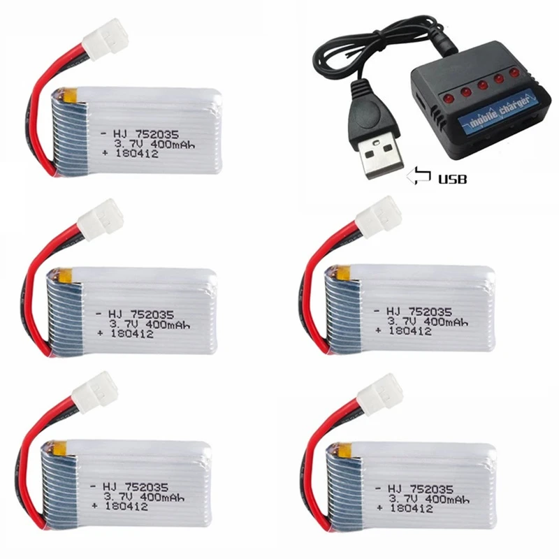 3.7V 400mAh 35C Lipo batterij en batterijlader voor X4 H107 H31 KY101 E33C E33 U816A V252 H6C RC Quadcopter Drone reserveonderdeel