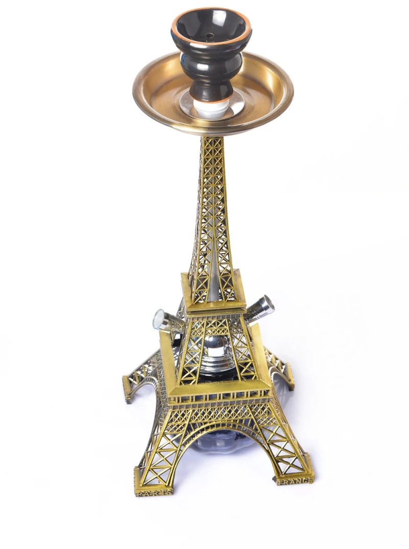 Fashionable Arab Paris Eiffel Tower Hookah Shisha Dual Horse Smoke Pipe Tobacco Cigarette Smoke Water Pipe Filter Chicha Kit Set