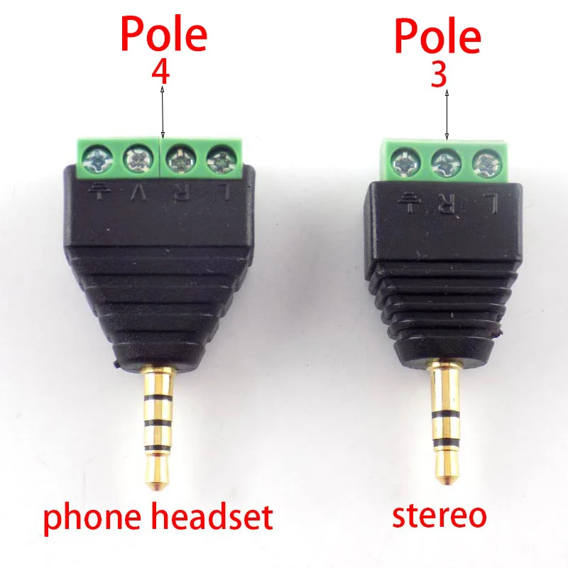 3.5mm Jack Headphone Plug 3 Pole/4 Pole  Stereo Solderless Connector Audio Head To Terminal DIY Plug