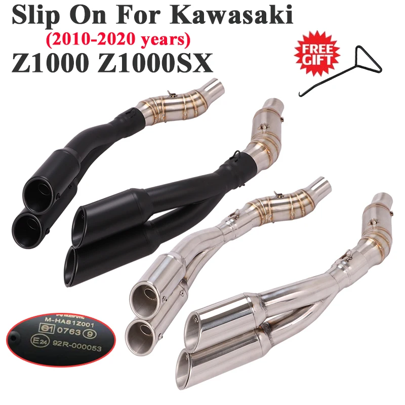 Slip On For Kawasaki Z1000 Z1000SX 2010 - 2020 Motorcycle Double Hole Exhaust Escape Silencer Middle Link Pipe Muffler DB Killer