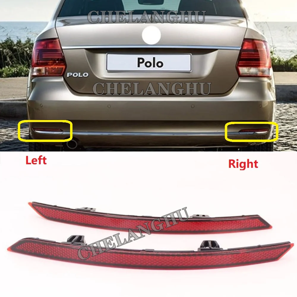 2pcs Red Rear Bumper Reflector Tail Light Bars Brake Parking Warning For VW Polo Sedan 2016 2017 2018 2019 2020