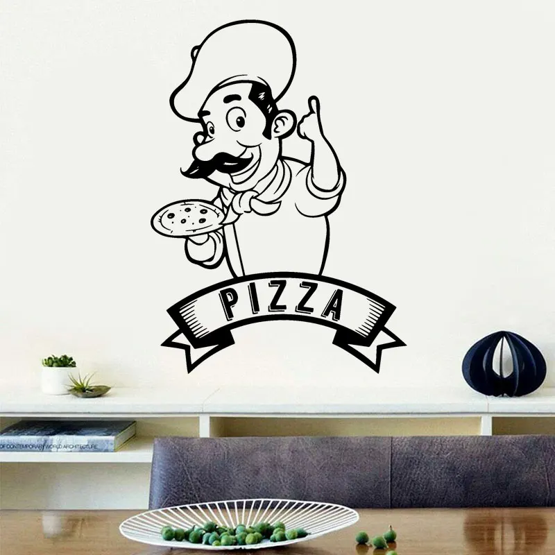 Pizza Pizzeria Logo Cook Sign Window Sticker Vinyl Art Home Decor For Kitchen Italian Restaurant Dinning Room Wall Decals 4130