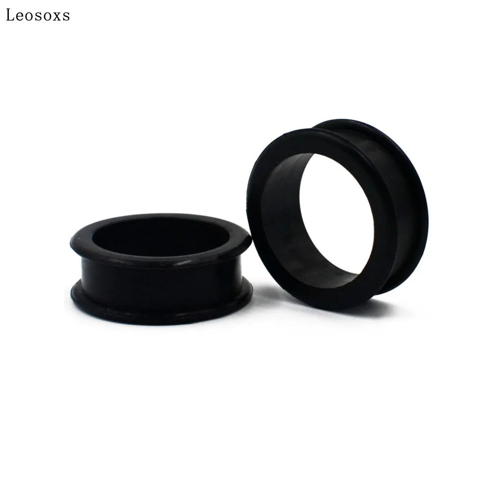 Leosoxs 1pair Silicone Black/white Transparent Hollow Pulley Auricle Flesh-colored Ear Expander Body Piercing Jewelry 3-76mm