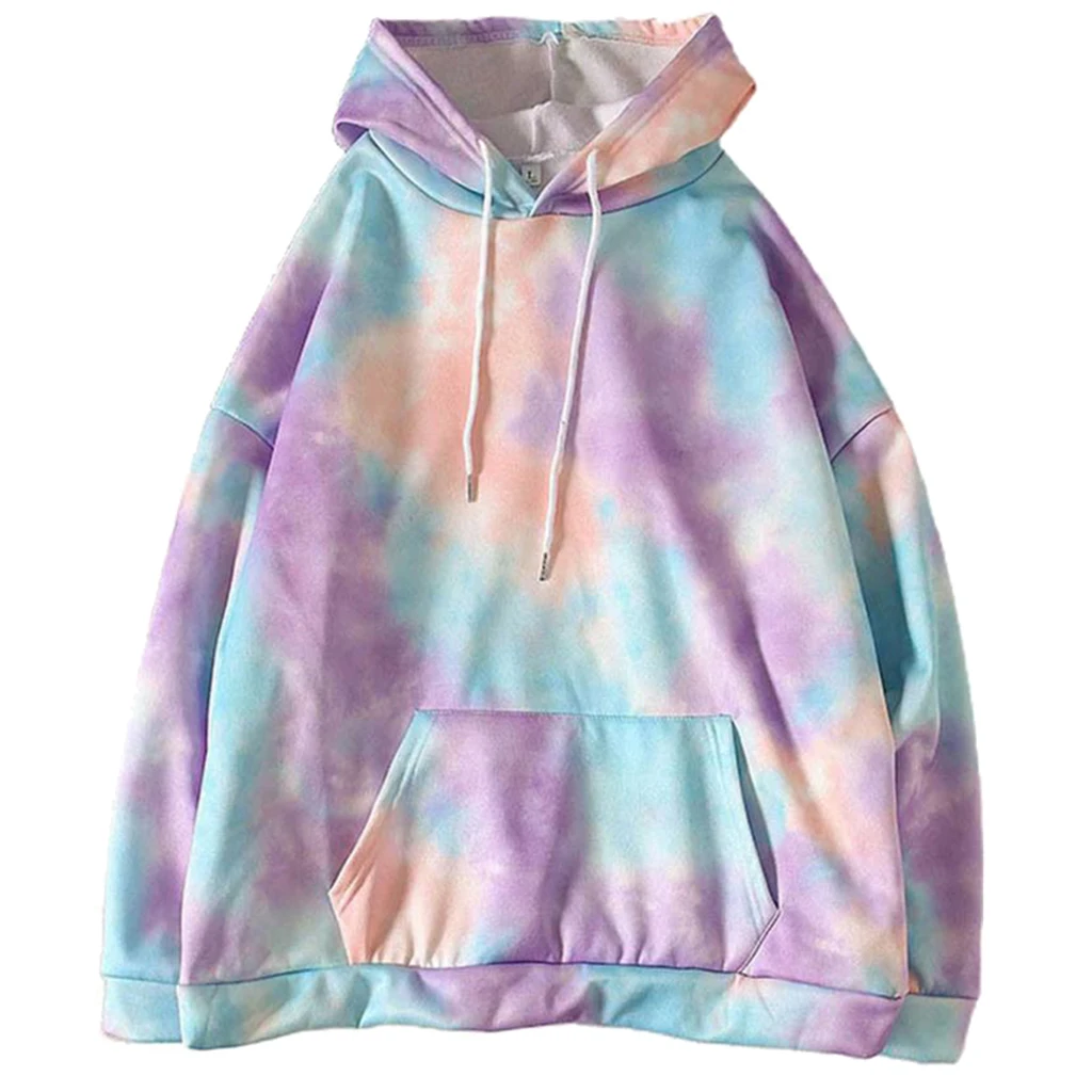 2021 Fashion Tie Dye Hoodie Men Women Aesthetic Sweatshirt Hip Hop Pocket Streetwear Ulzzang Tops Harajuku Unisex Clothes