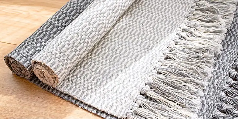 Nordic Gray Color Hand Woven Cotton Linen Carpet Tassel Rug for Floor Mat Thick Bedroom Tapestry Decorative Blanket Area Rug