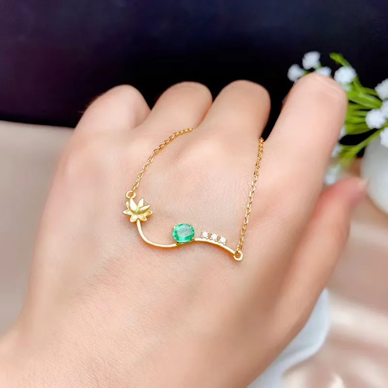 

New product on the market Natural emerald ruby Sapphire Necklace 925 pure silver high-end color treasure